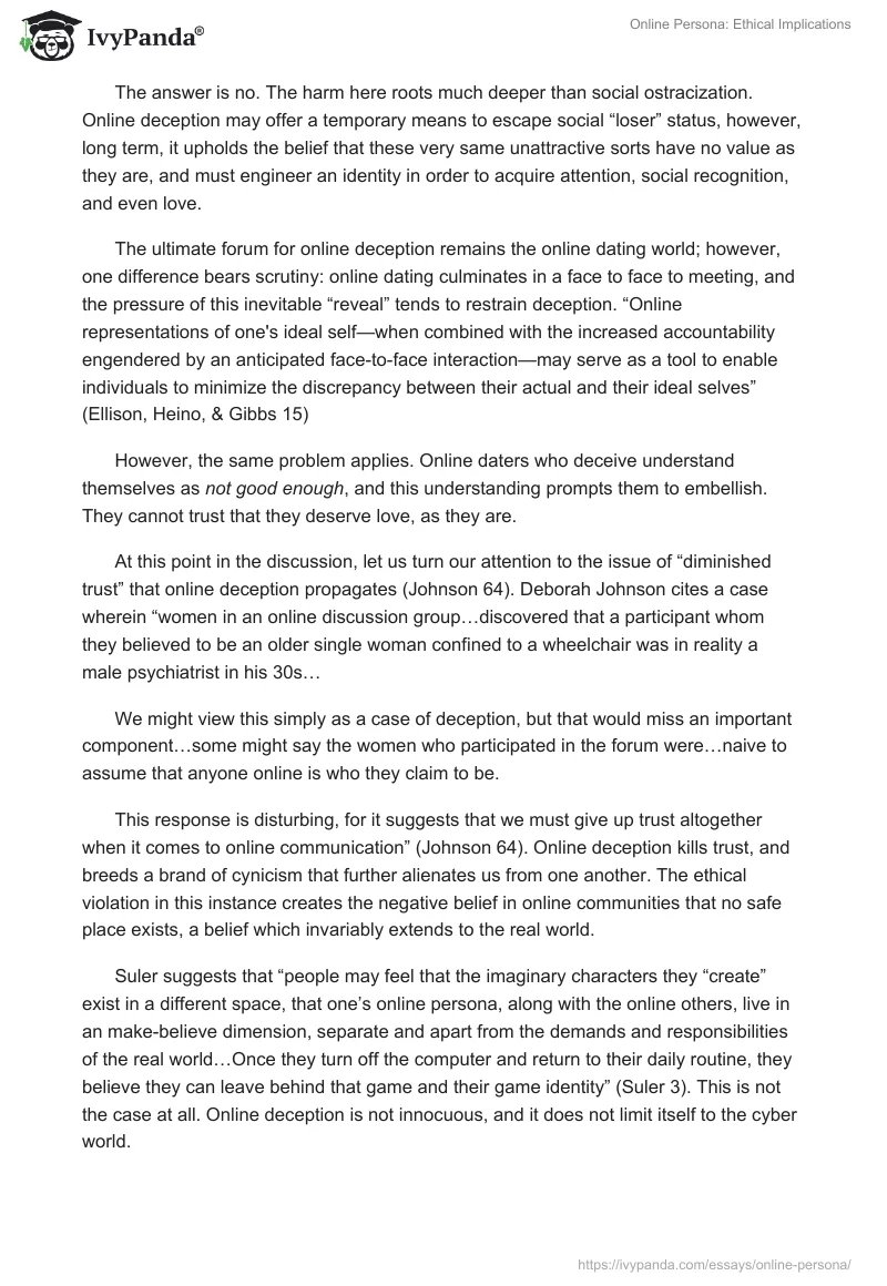 Online Persona: Ethical Implications. Page 2