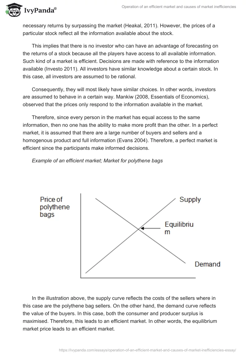 Operation of an efficient market and causes of market inefficiencies. Page 2