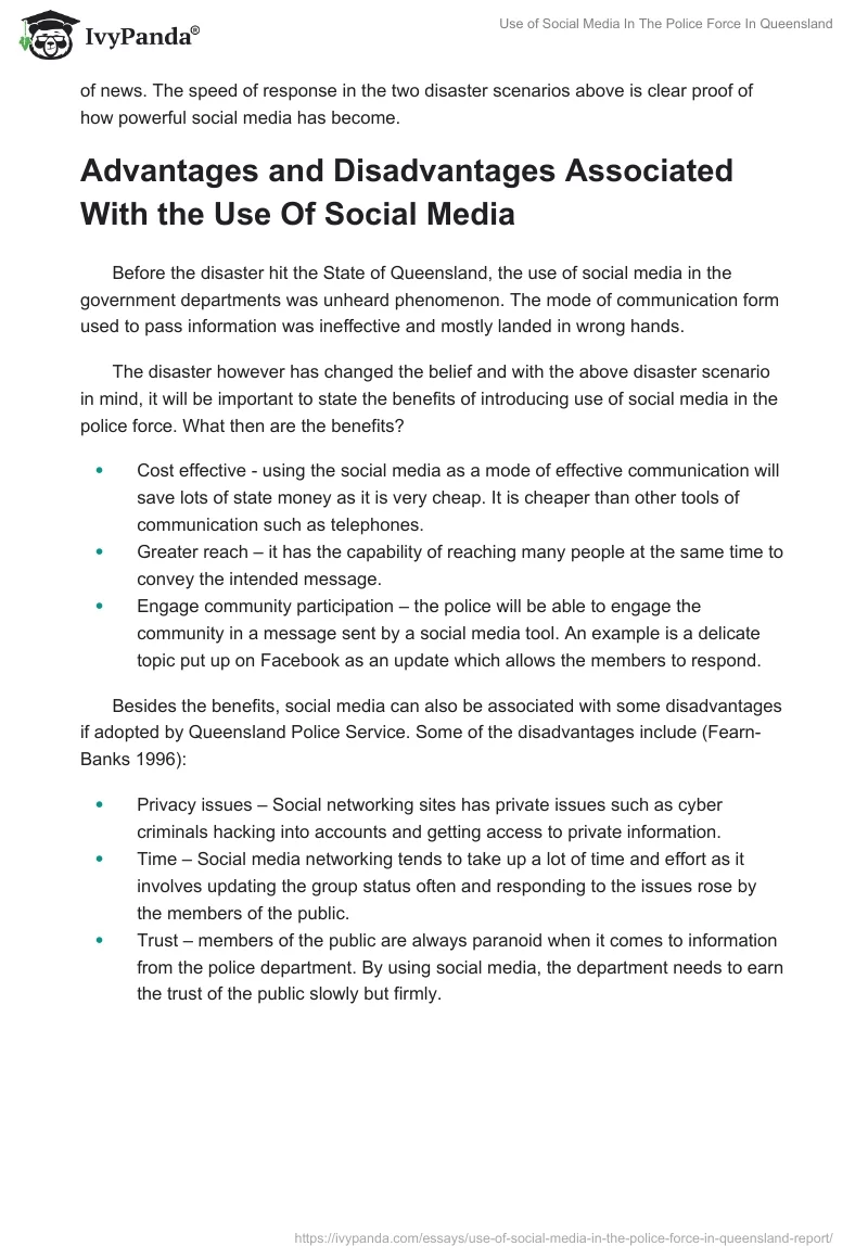 Use of Social Media in The Police Force in Queensland. Page 3
