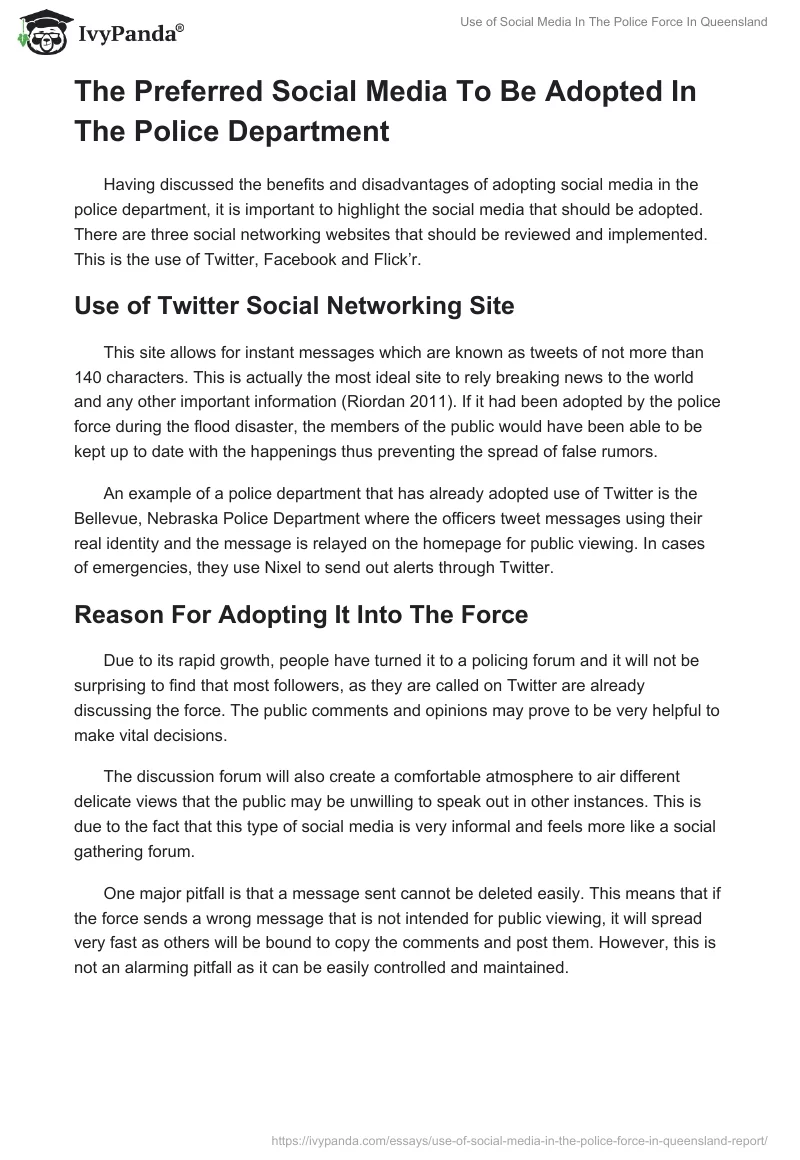 Use of Social Media in The Police Force in Queensland. Page 4