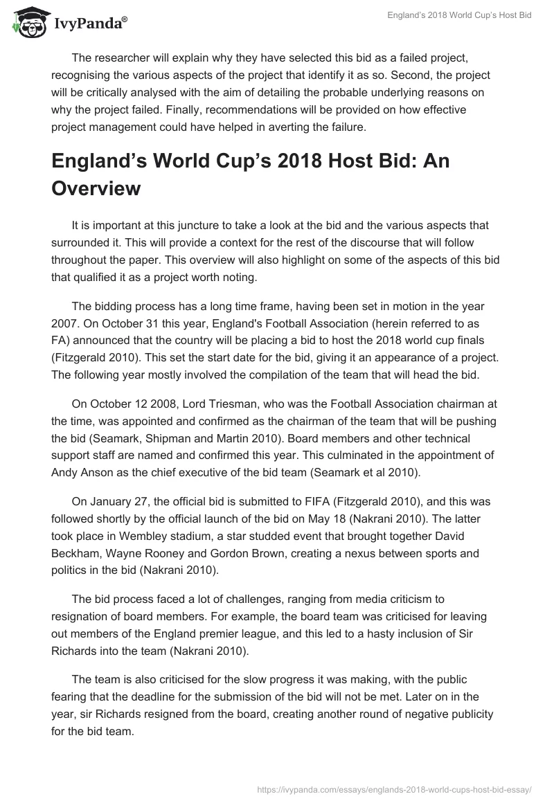 England’s 2018 World Cup’s Host Bid. Page 3