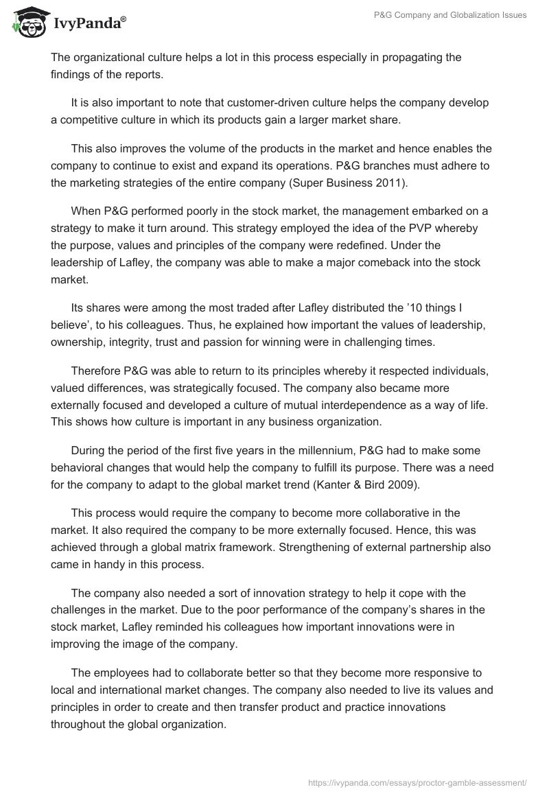 P&G Company and Globalization Issues. Page 3