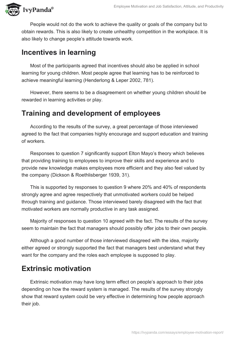 Employee Motivation and Job Satisfaction, Attitude, and Productivity. Page 3