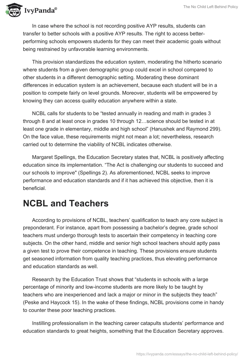 The No Child Left Behind Policy. Page 2