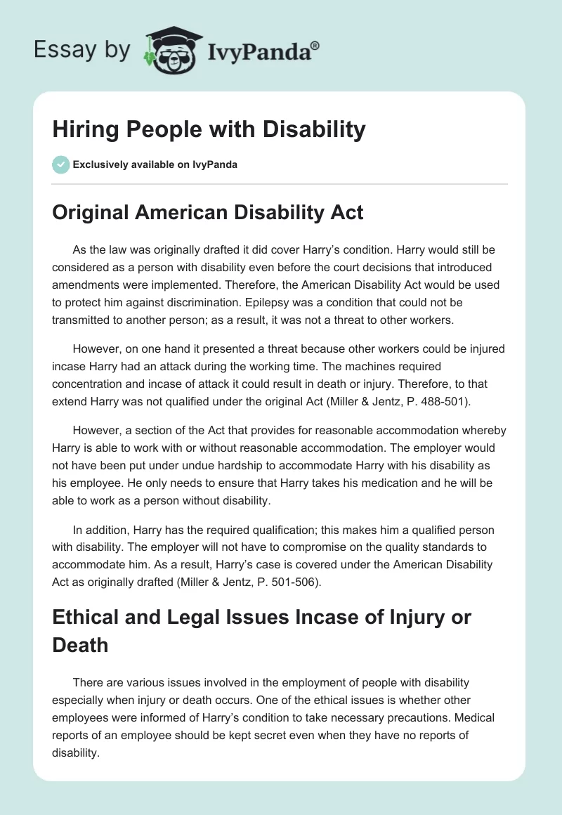 Hiring People with Disability. Page 1
