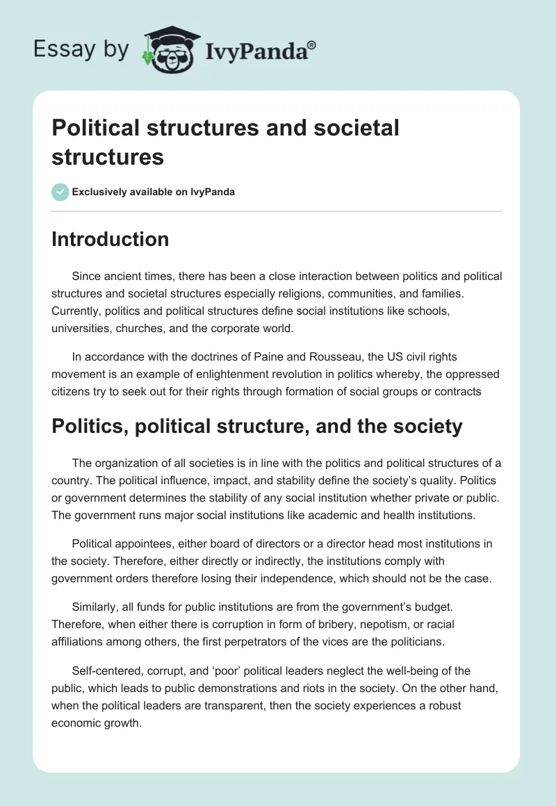 Political structures and societal structures. Page 1