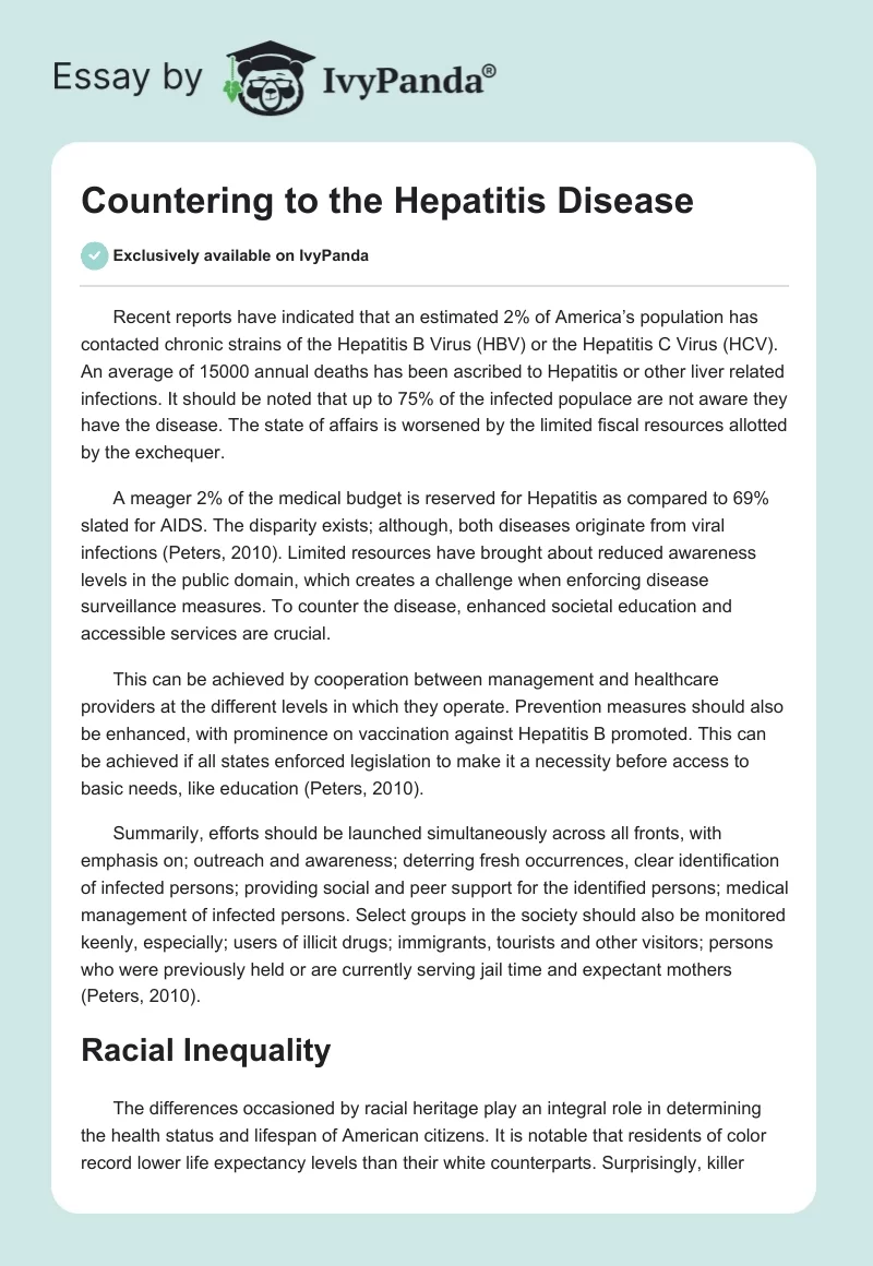 Countering to the Hepatitis Disease. Page 1