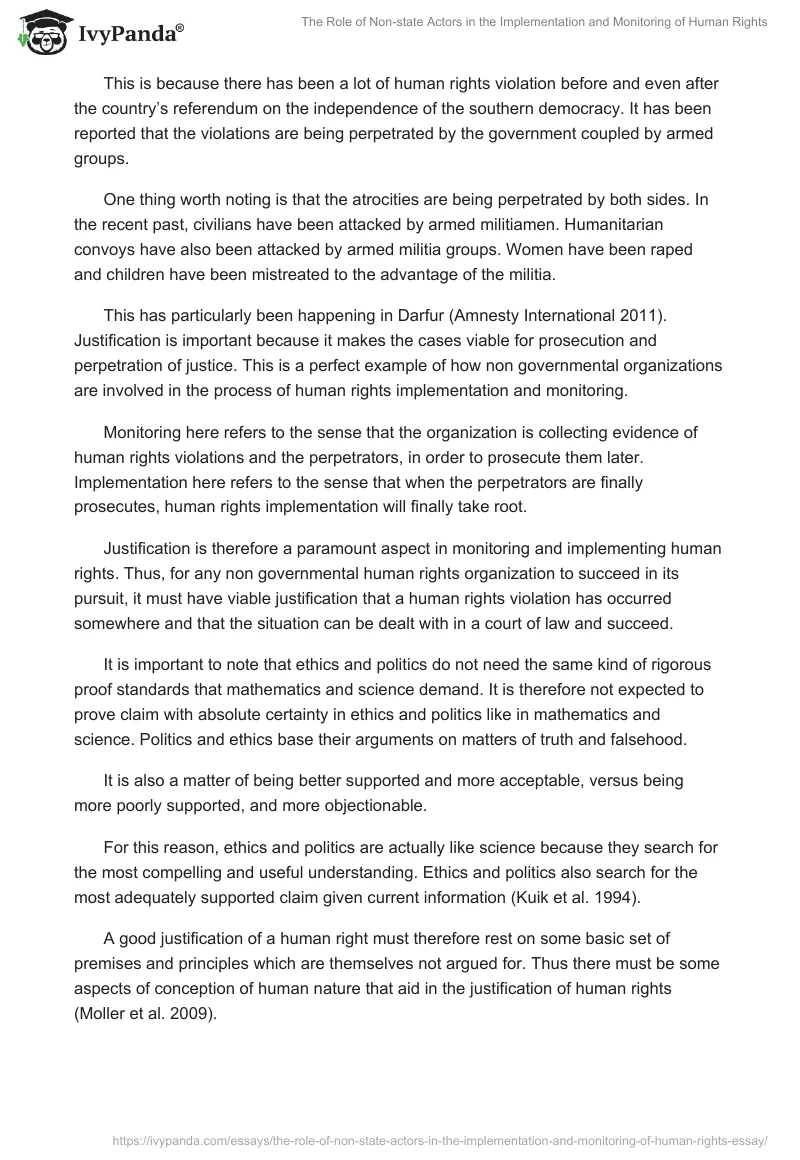 The Role of Non-state Actors in the Implementation and Monitoring of Human Rights. Page 3