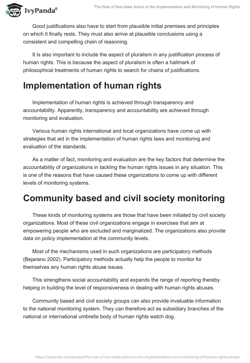 The Role of Non-state Actors in the Implementation and Monitoring of Human Rights. Page 4