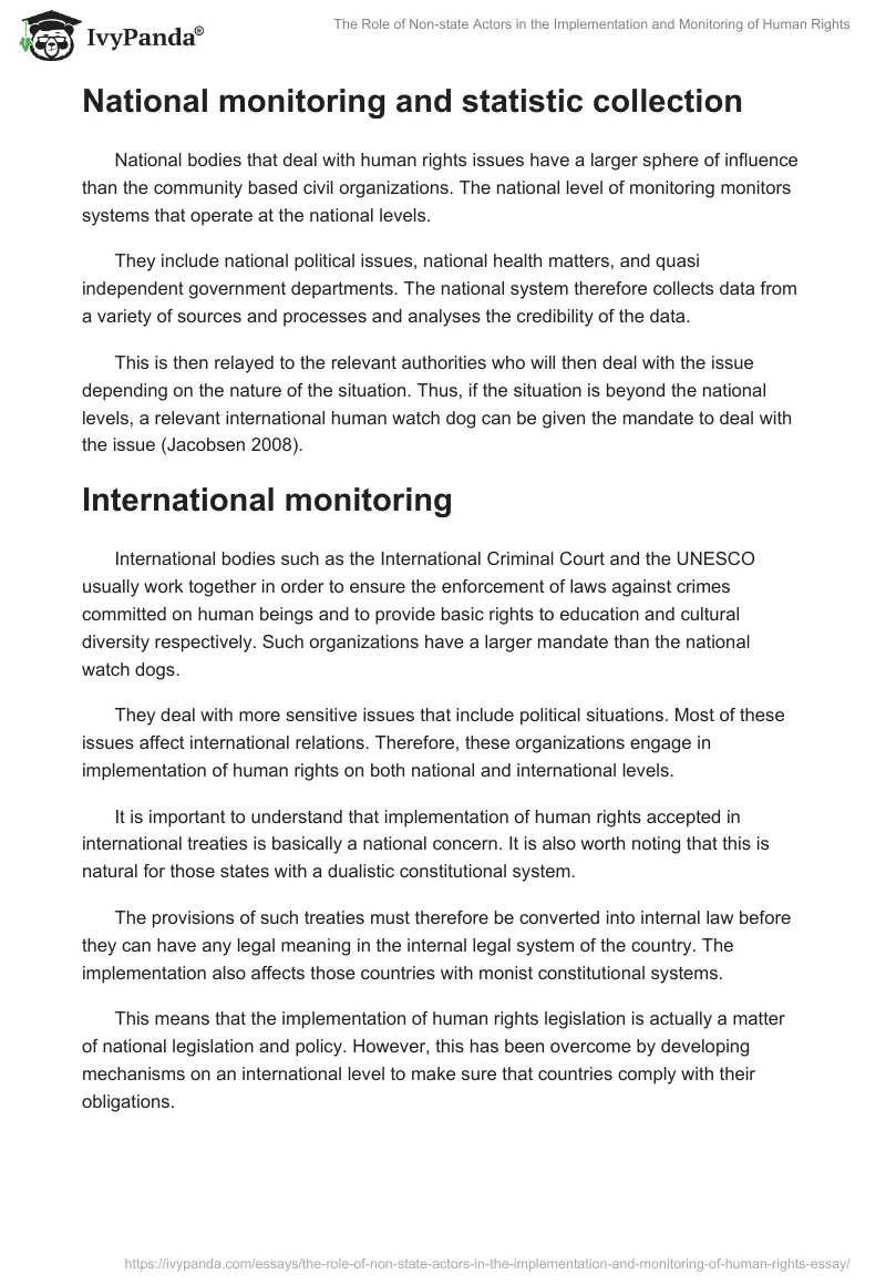 The Role of Non-state Actors in the Implementation and Monitoring of Human Rights. Page 5