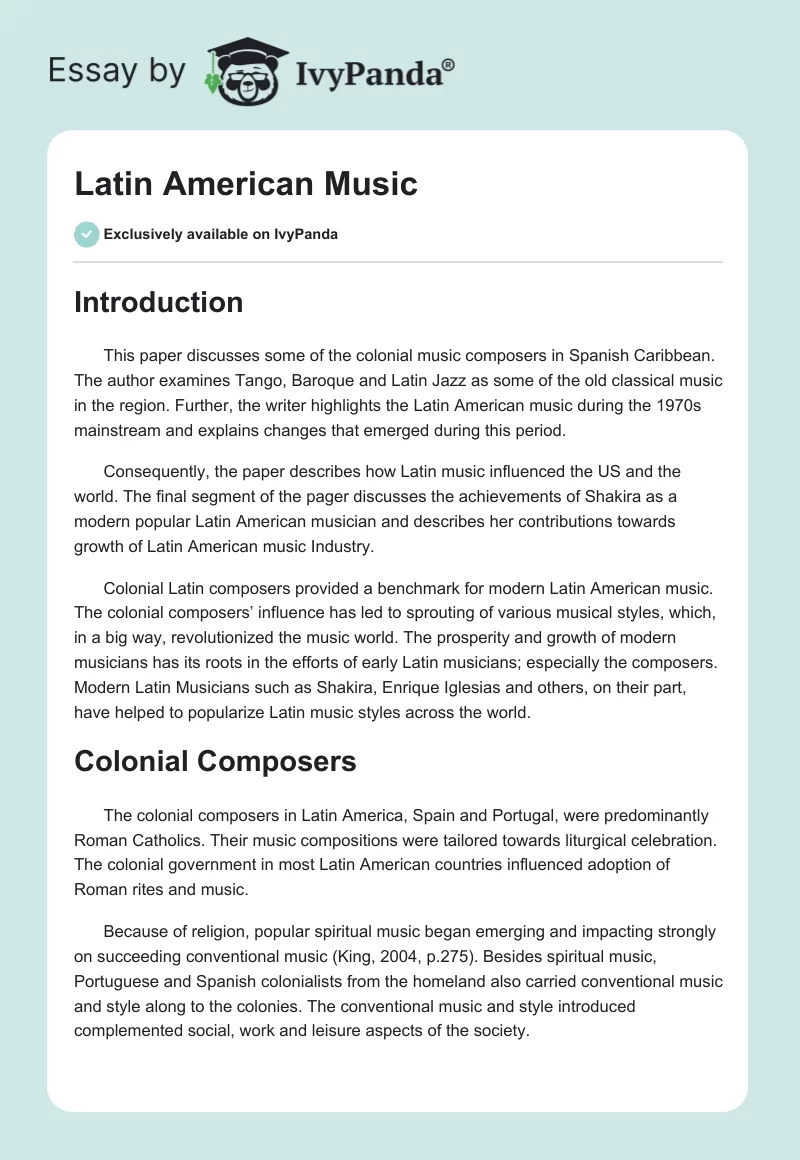 Latin American Music. Page 1