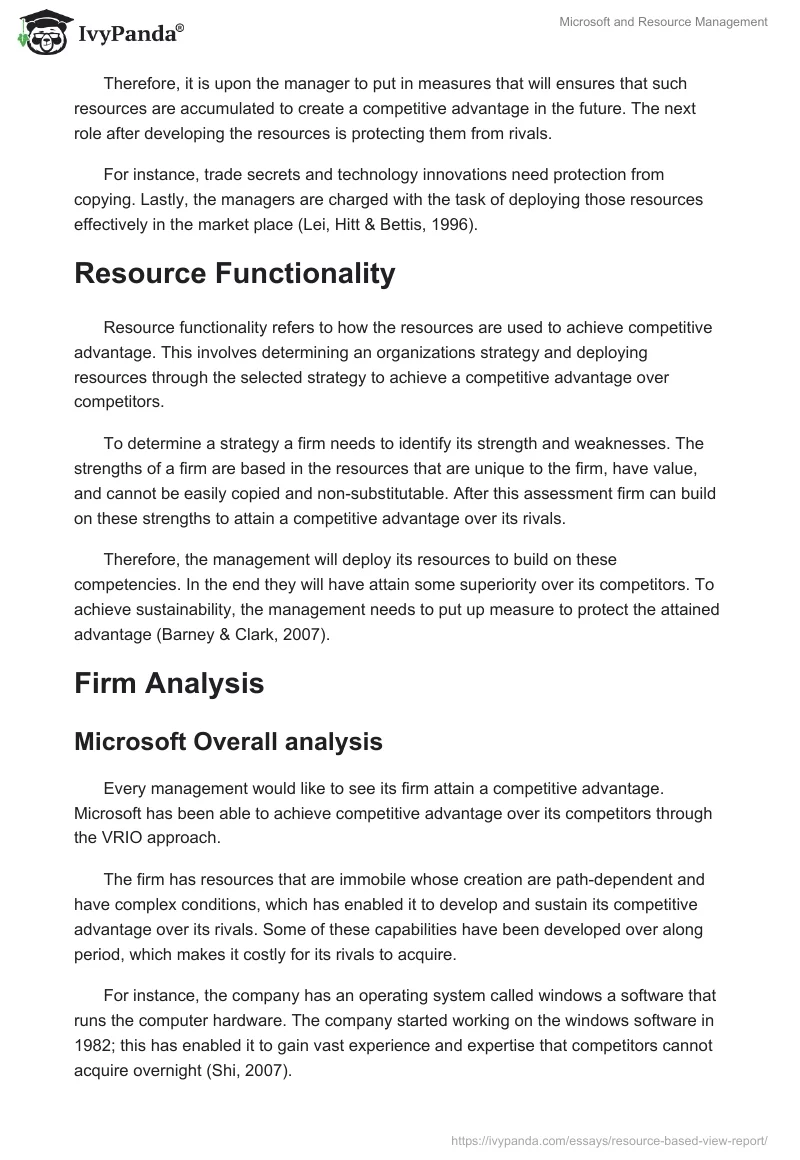 Microsoft and Resource Management. Page 4