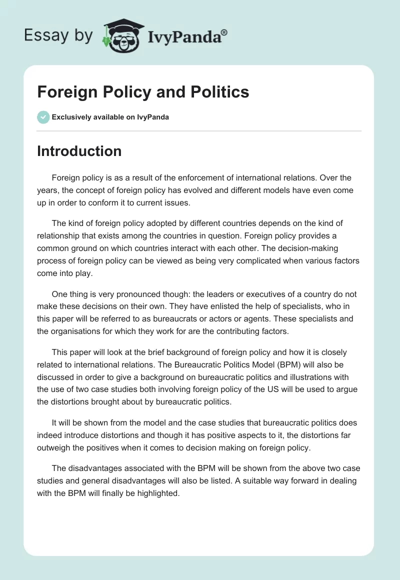 Foreign Policy and Politics. Page 1