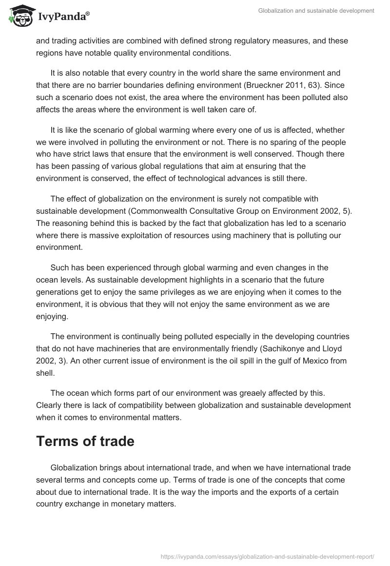 Globalization and sustainable development. Page 4