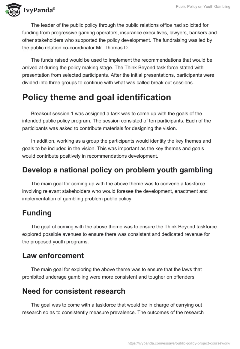 Public Policy on Youth Gambling. Page 5