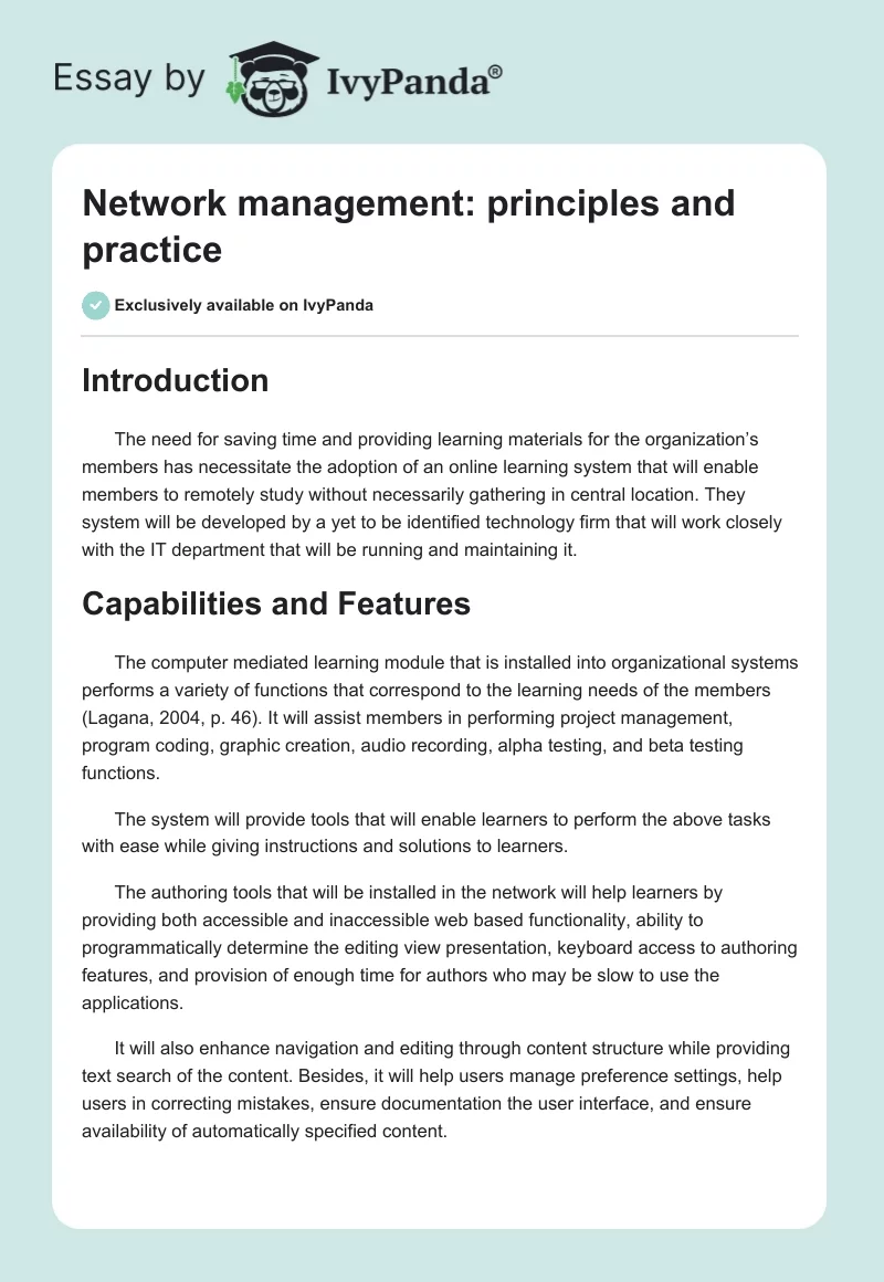 Network management: principles and practice. Page 1