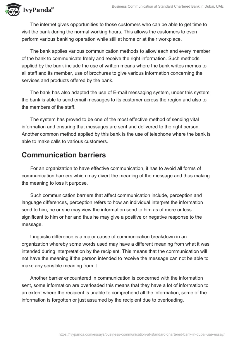 Business Communication at Standard Chartered Bank in Dubai, UAE.. Page 3