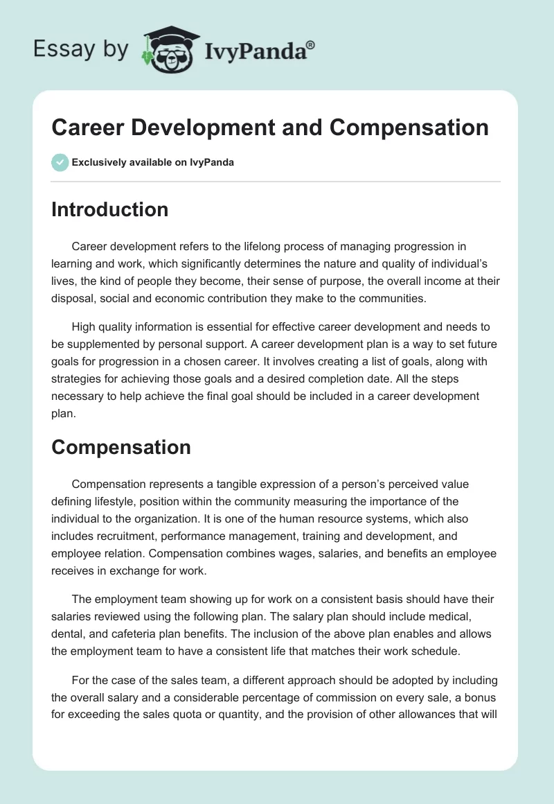 Career Development and Compensation. Page 1