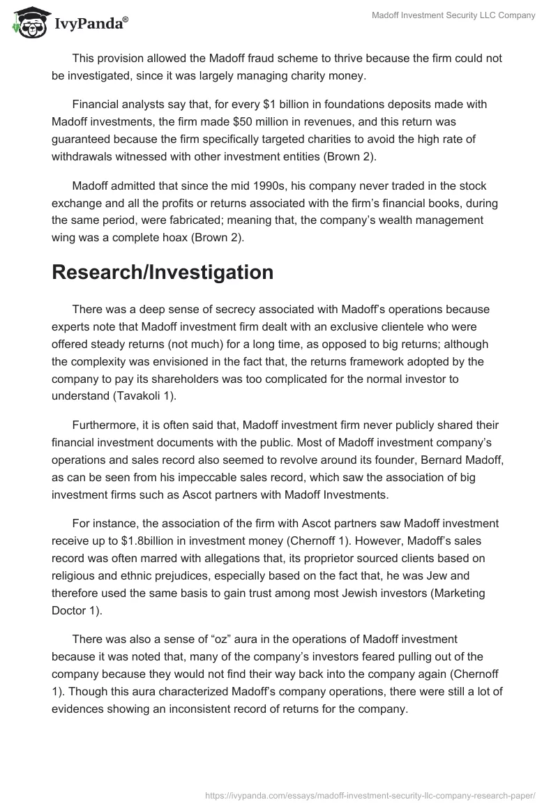 Madoff Investment Security LLC Company. Page 3
