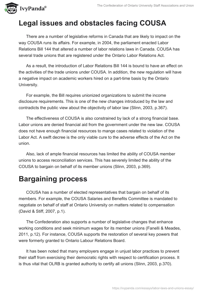 The Confederation of Ontario University Staff Associations and Union. Page 2