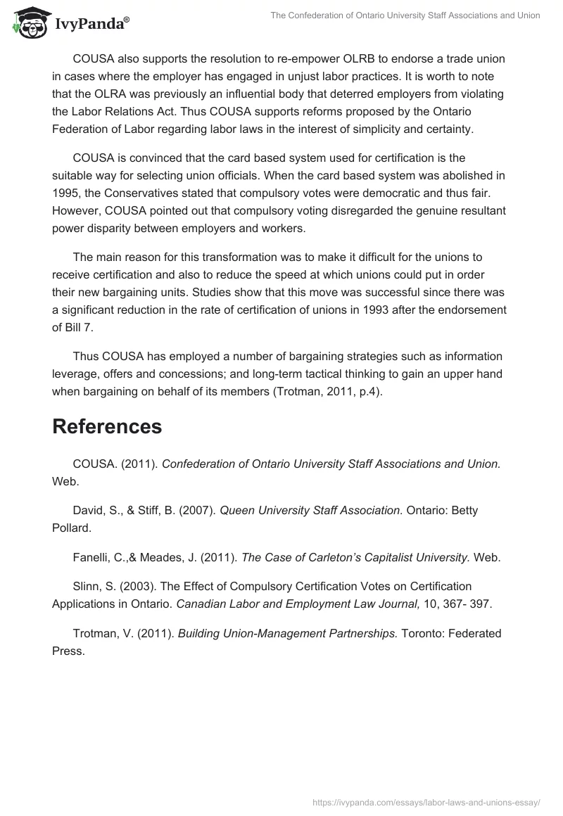 The Confederation of Ontario University Staff Associations and Union. Page 3