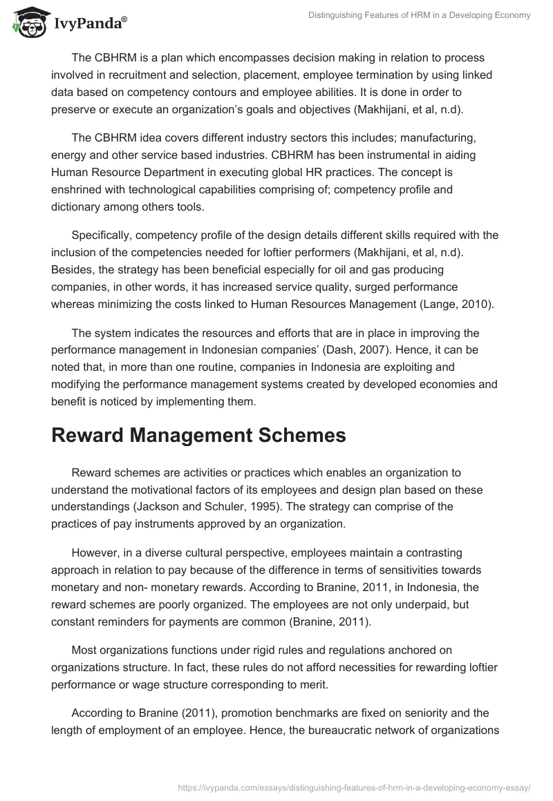 Distinguishing Features of HRM in a Developing Economy. Page 5