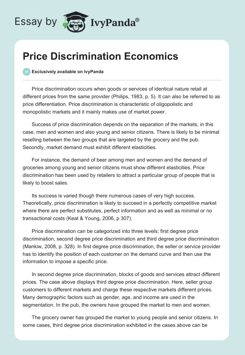 Price Discrimination Economics. Page 1