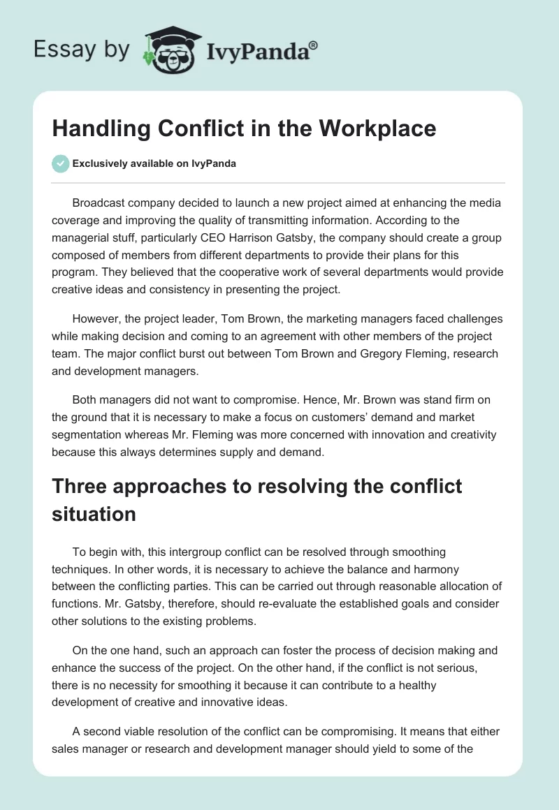 Handling Conflict in the Workplace. Page 1