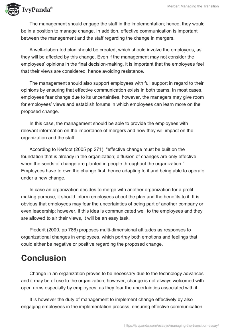 Merger: Managing the Transition. Page 2