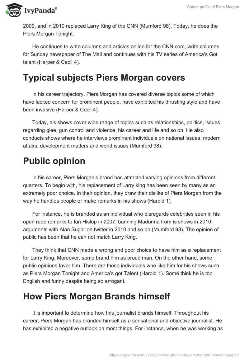 Career Profile of Piers Morgan. Page 3