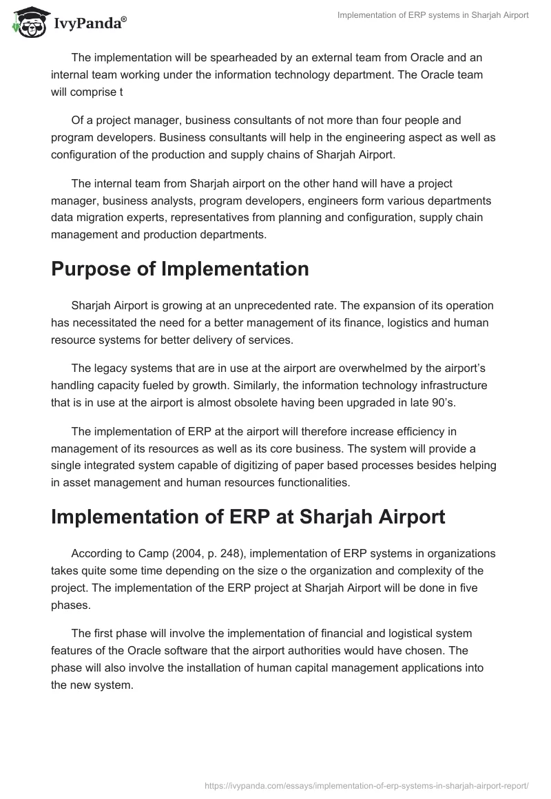 Implementation of ERP Systems in Sharjah Airport. Page 2