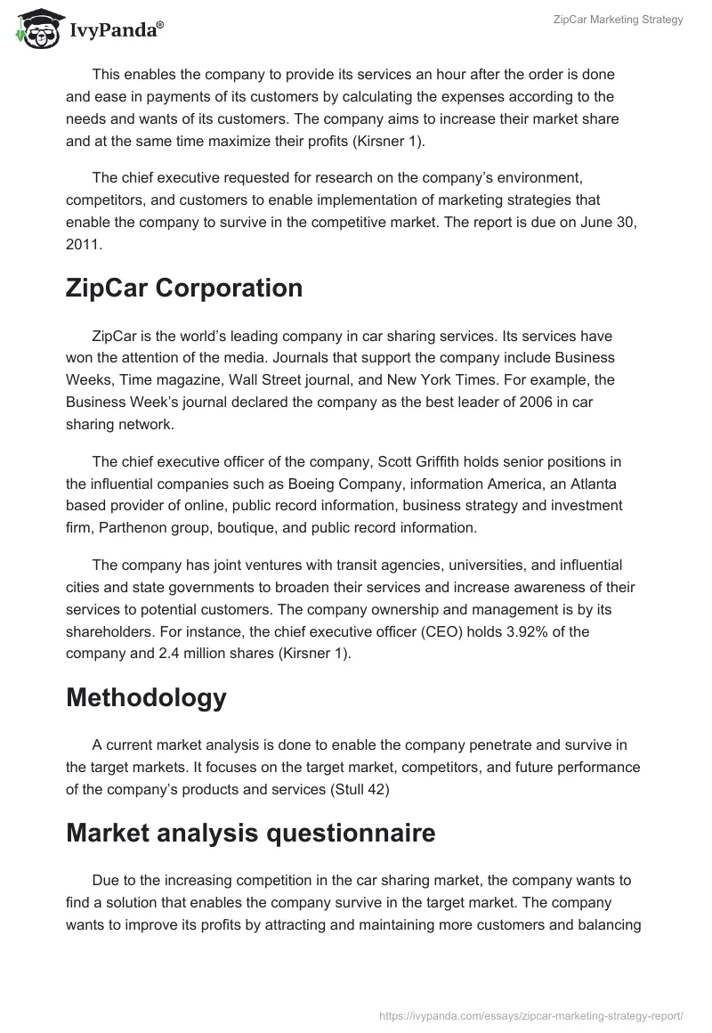 ZipCar Marketing Strategy. Page 2