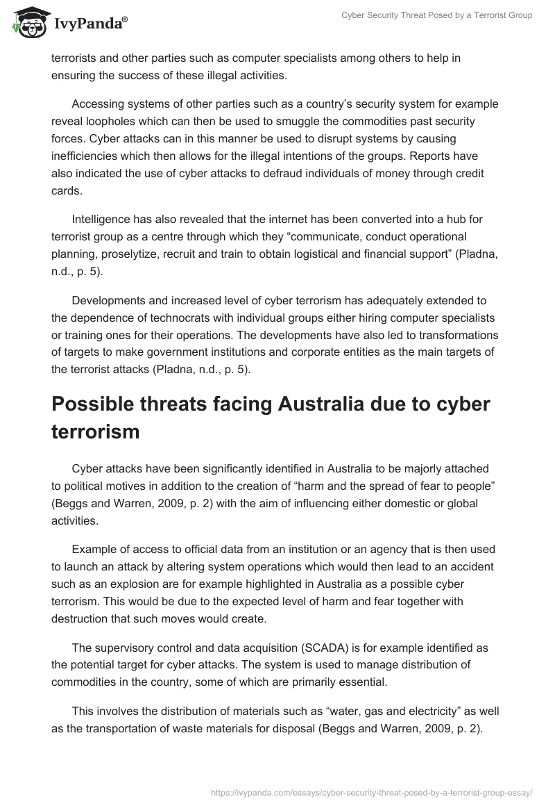 Cyber Security Threat Posed by a Terrorist Group. Page 3