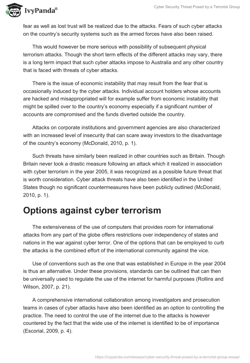 Cyber Security Threat Posed by a Terrorist Group. Page 5