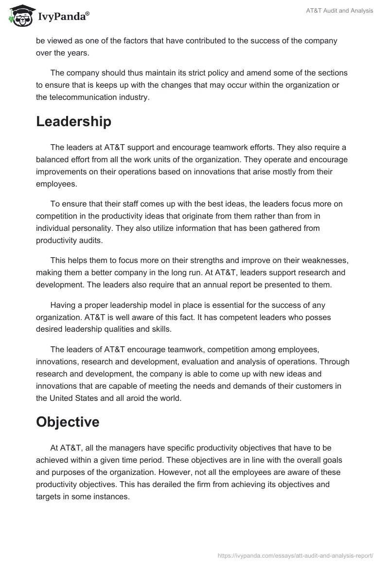 AT&T Audit and Analysis. Page 3