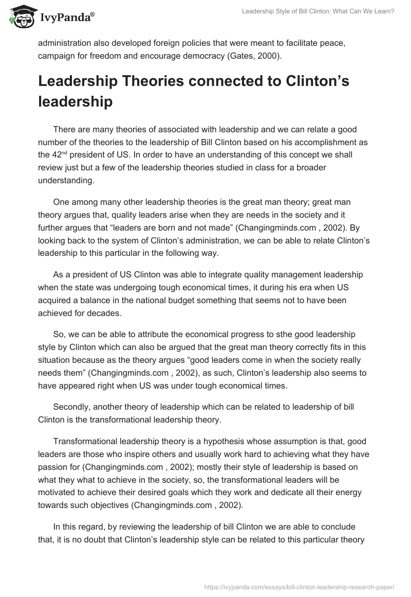 Leadership Style of Bill Clinton: What Can We Learn?. Page 4
