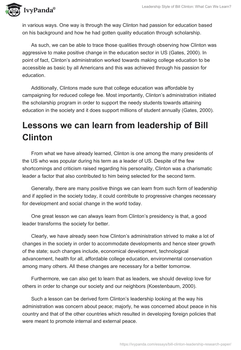 Leadership Style of Bill Clinton: What Can We Learn?. Page 5