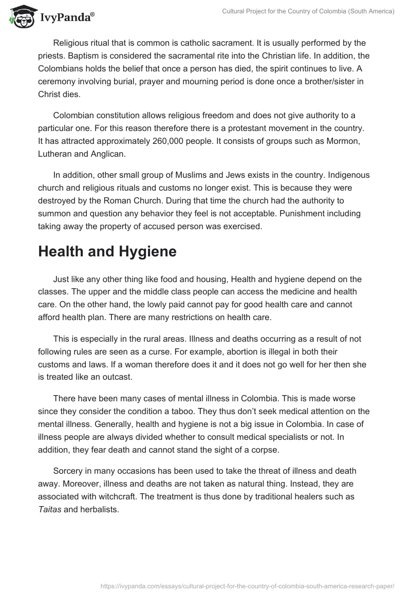 Cultural Project for the Country of Colombia (South America). Page 5