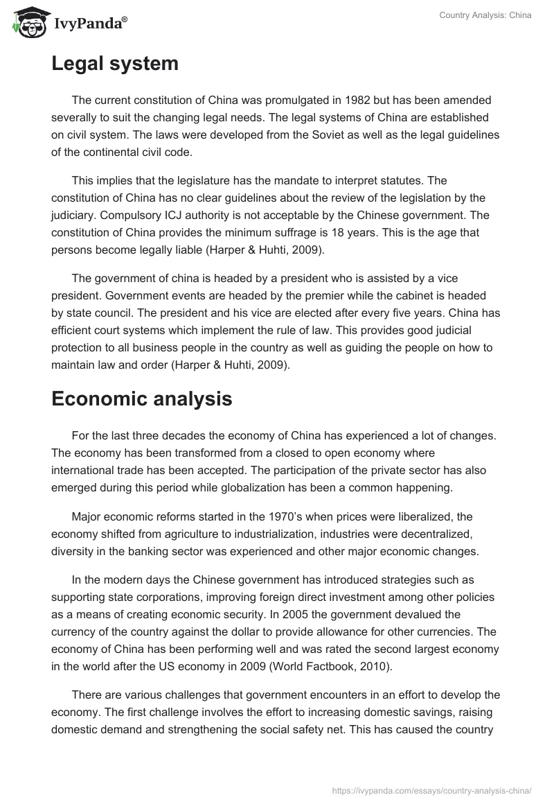 Country Analysis: China. Page 2
