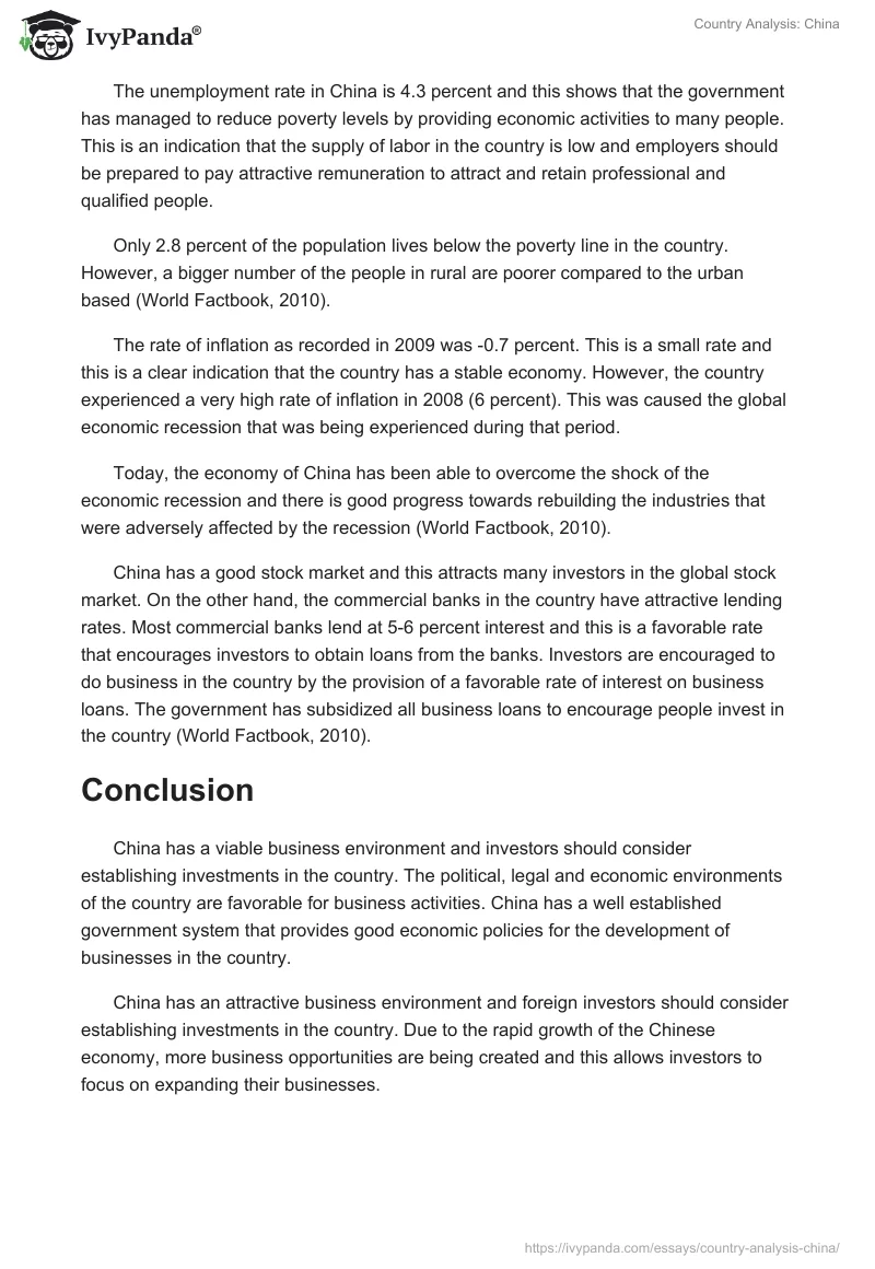 Country Analysis: China. Page 4