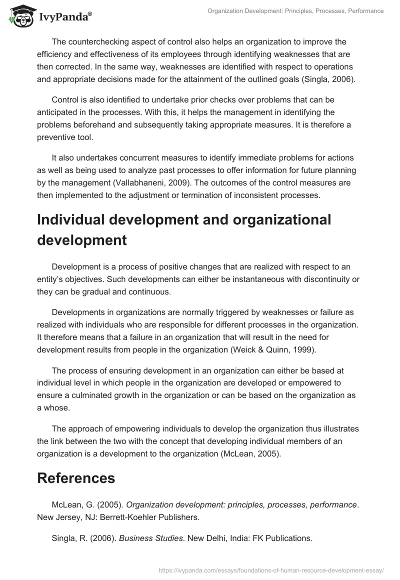 Organization Development: Principles, Processes, Performance. Page 2