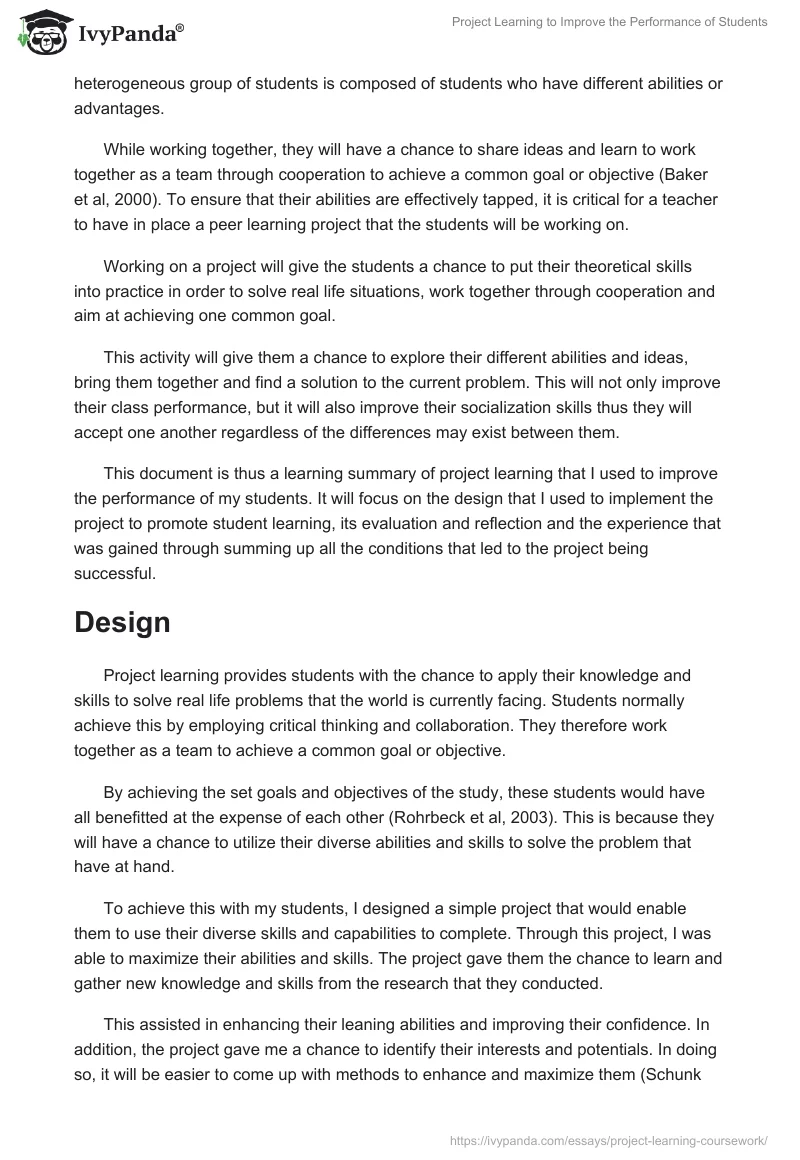 Project Learning to Improve the Performance of Students. Page 2