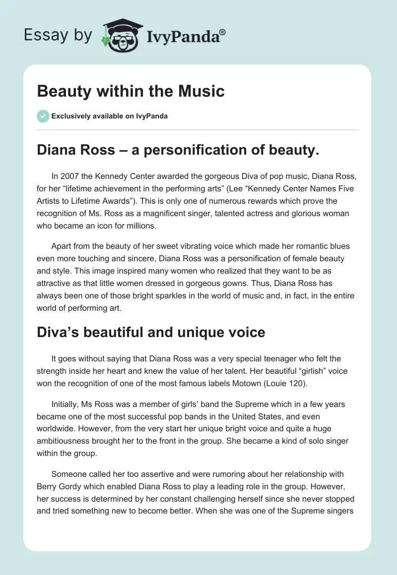 Beauty Within the Music. Page 1