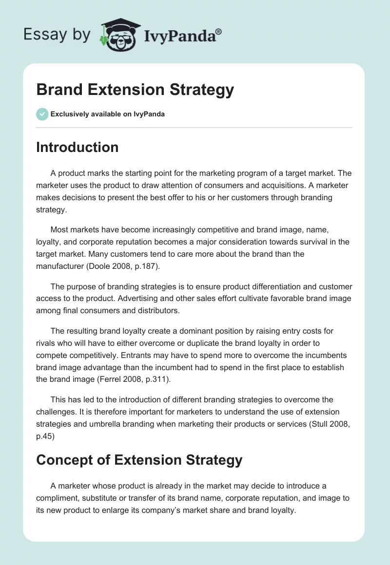 Brand Extension Strategy. Page 1