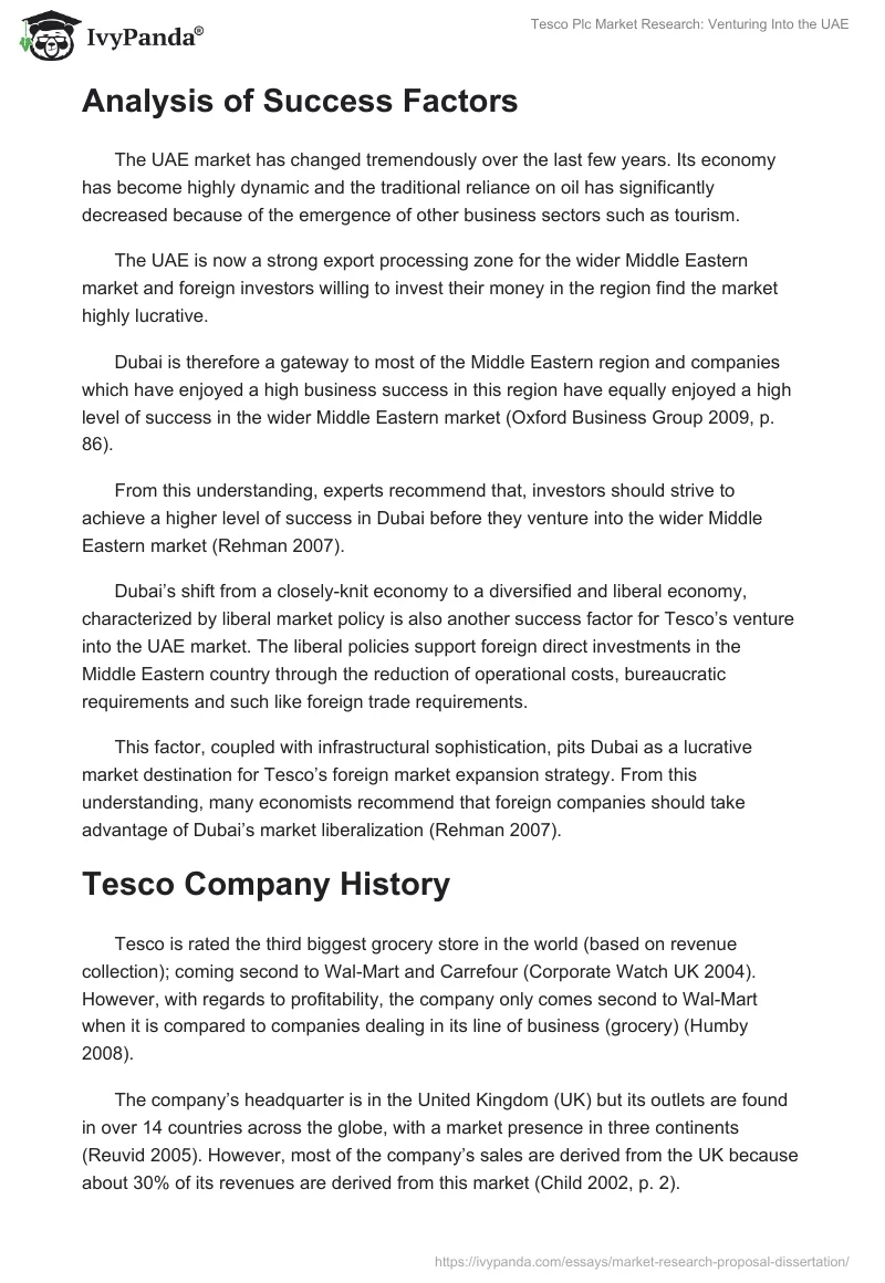 Tesco Plc Market Research: Venturing Into the UAE. Page 4