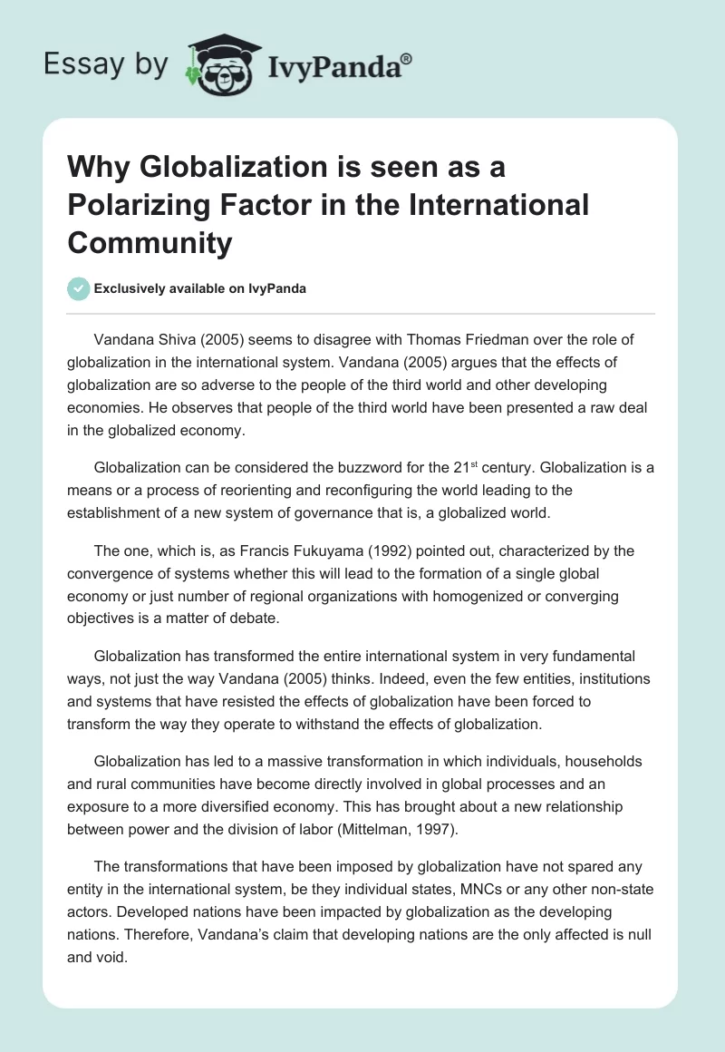Why Globalization is seen as a Polarizing Factor in the International ...