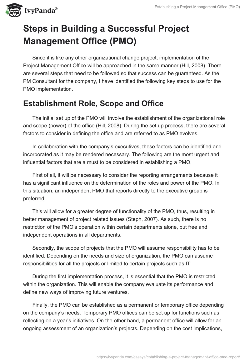 Establishing a Project Management Office (PMO). Page 3