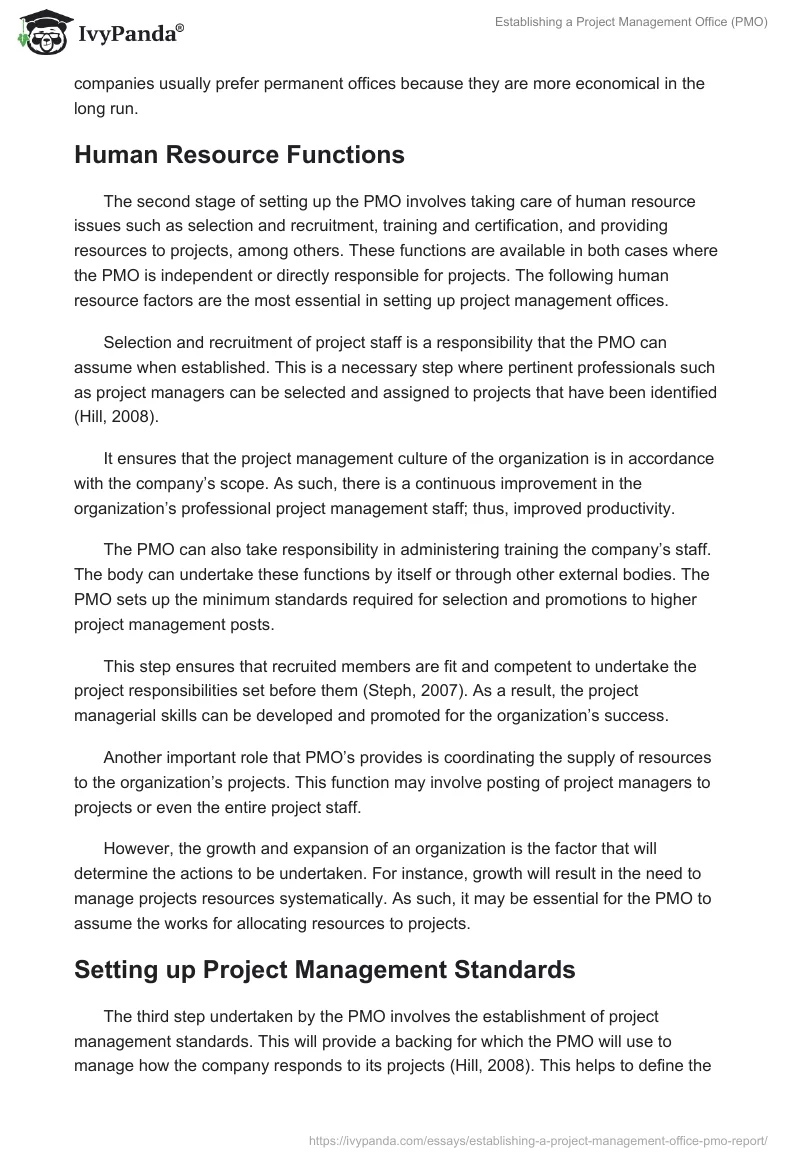 Establishing a Project Management Office (PMO). Page 4