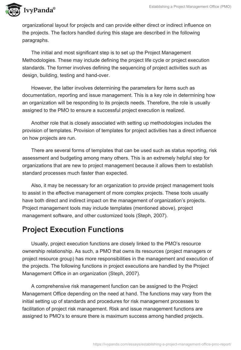 Establishing a Project Management Office (PMO). Page 5