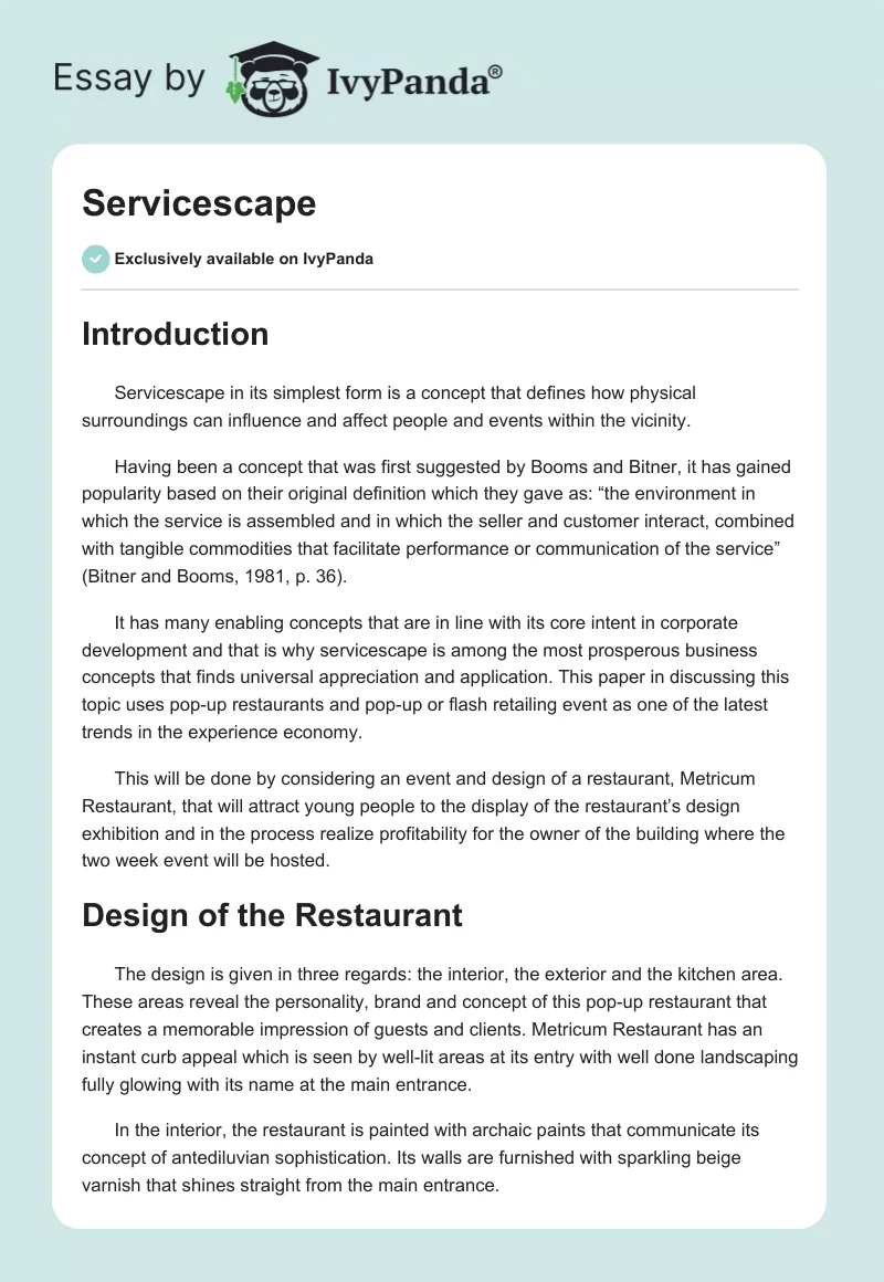 Servicescape. Page 1